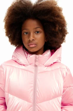 Abrigos Y Chaquetas-Desigual Abrigo acolchado metalizado capucha