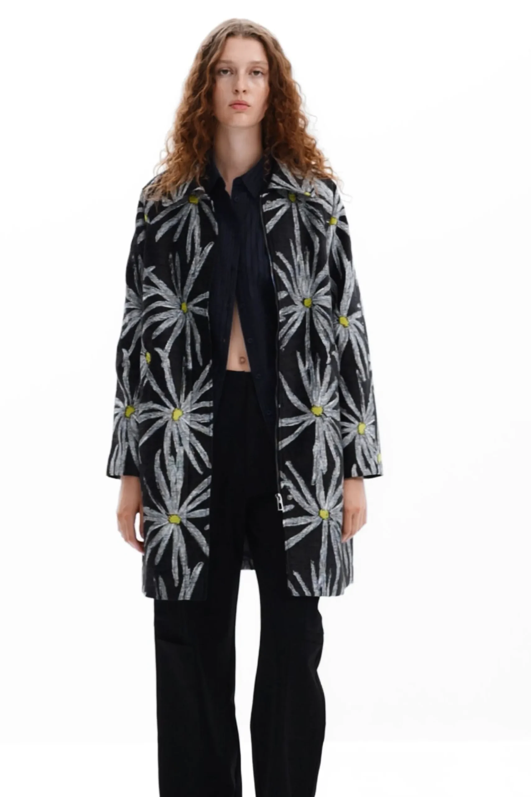 Abrigos Y Chaquetas-Desigual Abrigo estampado margaritas