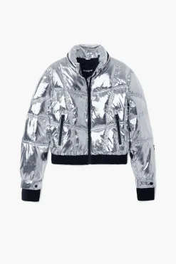Abrigos Y Chaquetas-Desigual Abrigo metalizado capucha