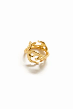 Joyería-Desigual Anillo formas orgánicas baño oro Zalio