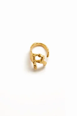 Joyería-Desigual Anillo letra R baño oro Zalio
