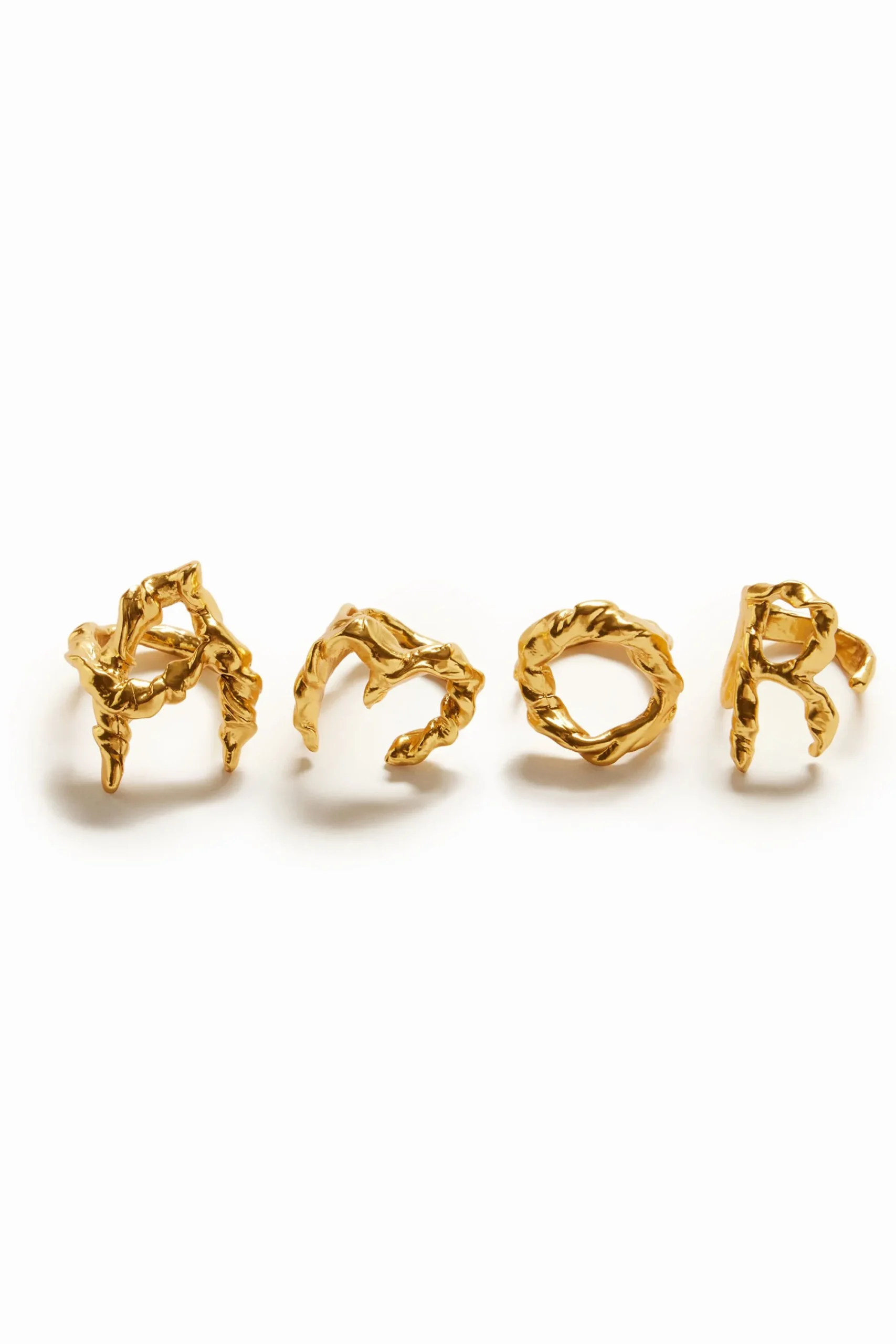 Joyería-Desigual Anillo letra R baño oro Zalio