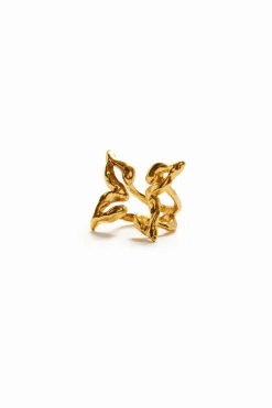 Joyería-Desigual Anillo mariposa baño oro Zalio