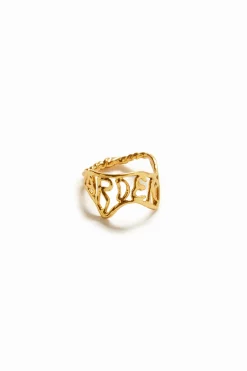 Joyería-Desigual Anillo mensaje baño oro Zalio