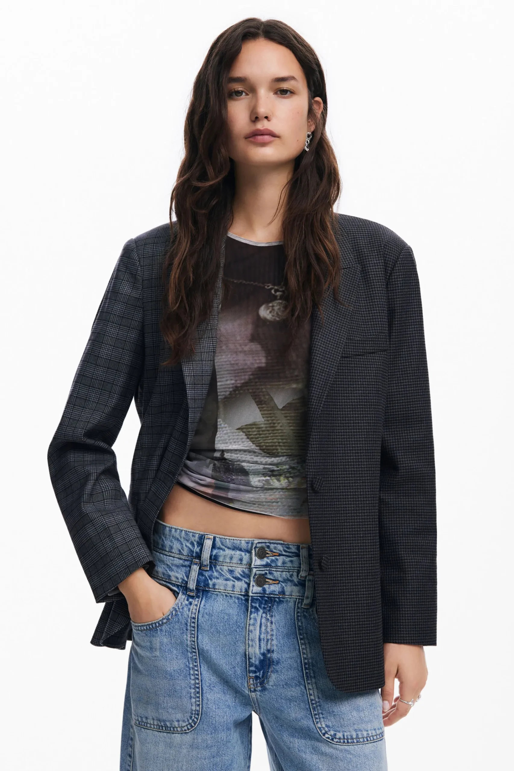 Abrigos Y Chaquetas-Desigual Blazer asimétrica