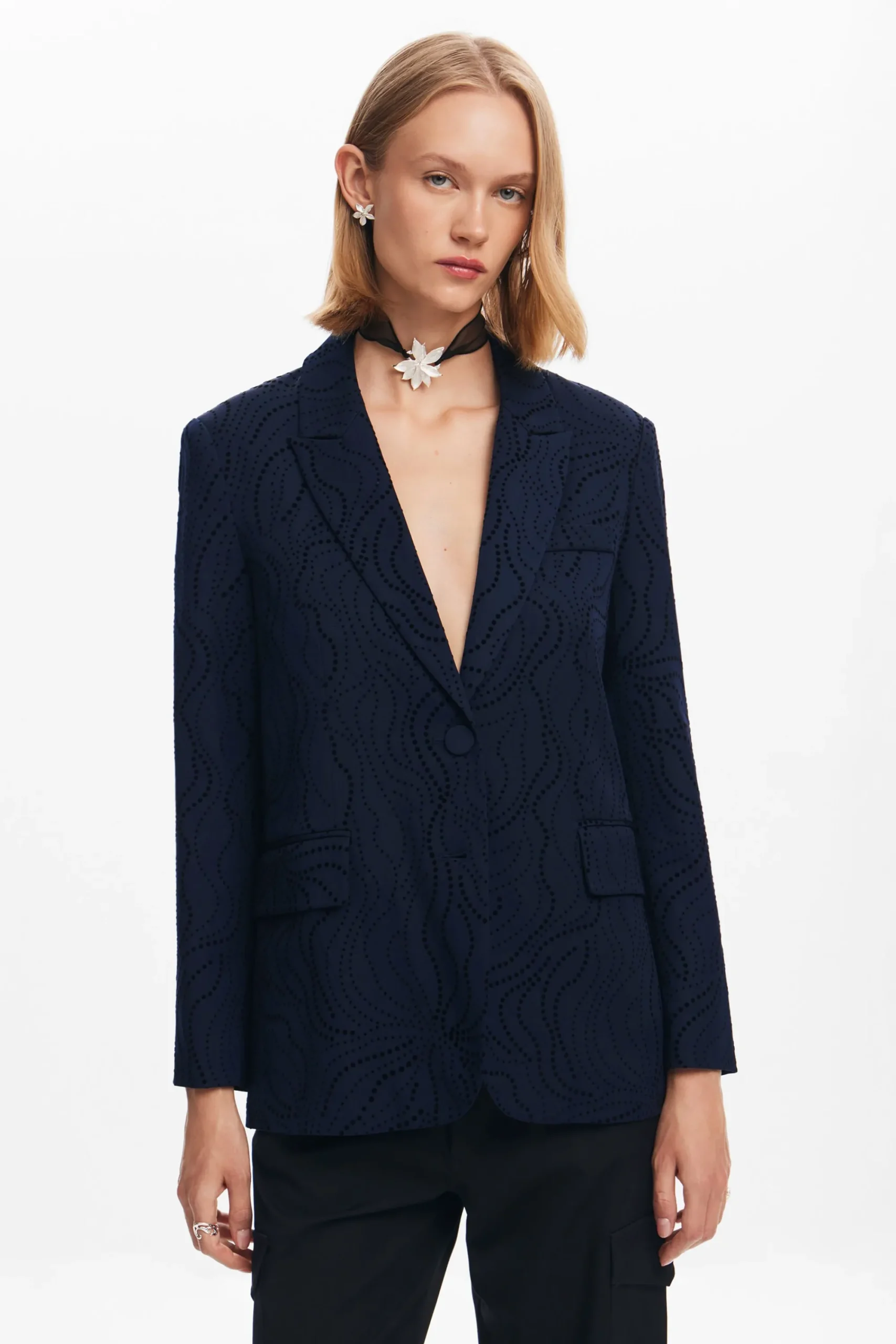 Abrigos Y Chaquetas-Desigual Blazer bordado flores
