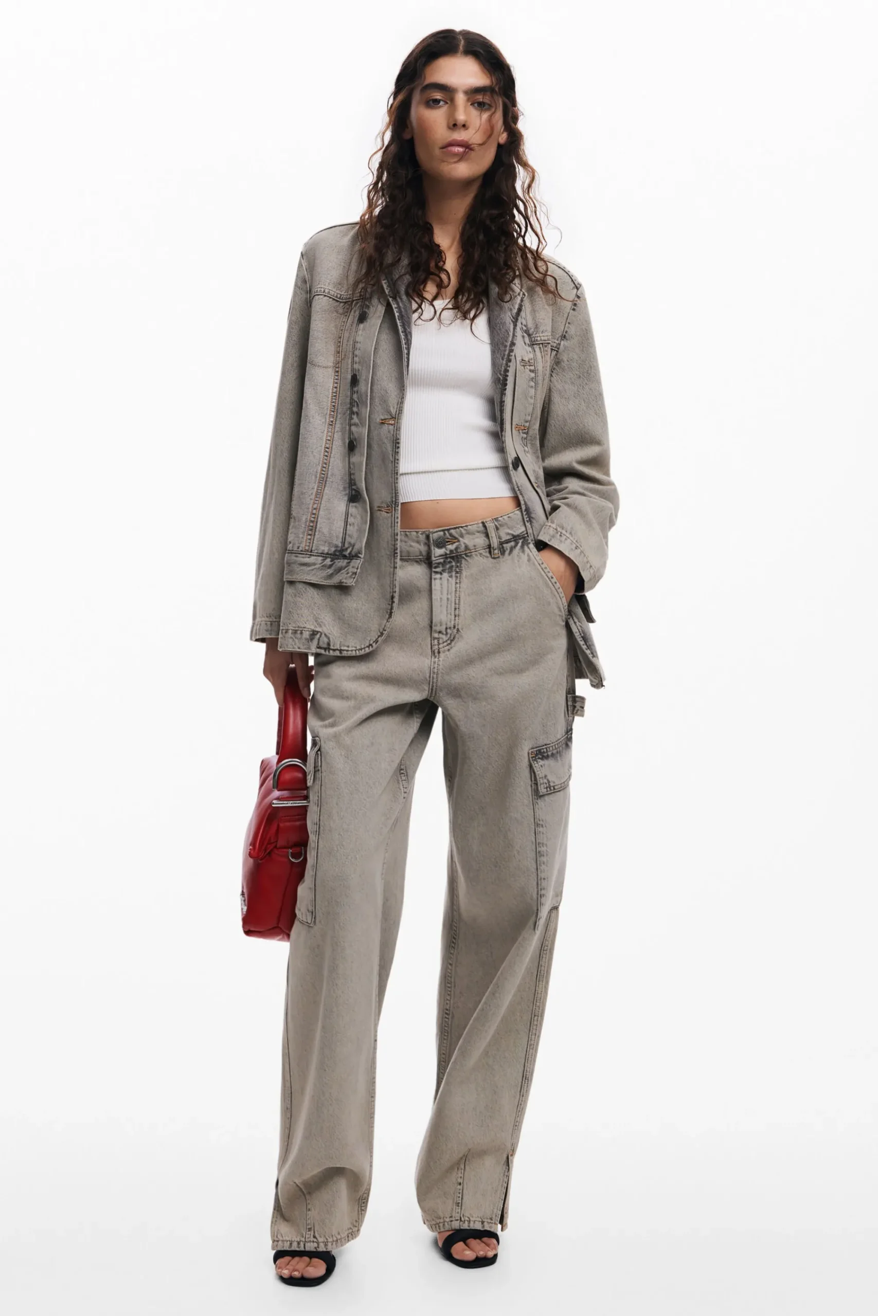 Abrigos Y Chaquetas-Desigual Blazer denim desgastado