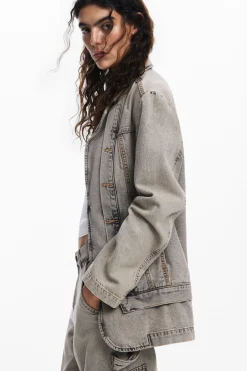 Abrigos Y Chaquetas-Desigual Blazer denim desgastado