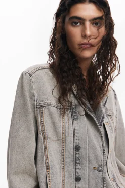 Abrigos Y Chaquetas-Desigual Blazer denim desgastado