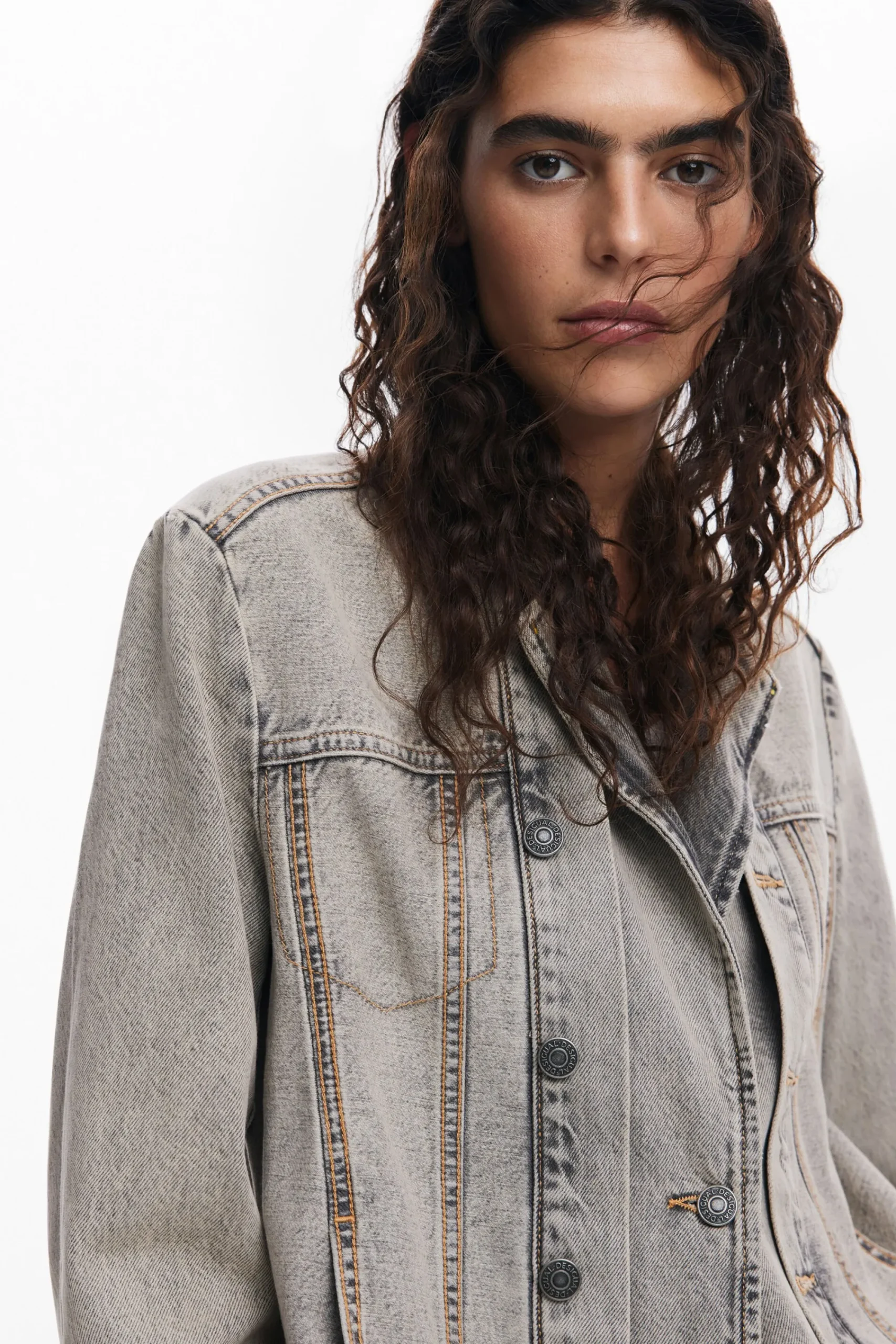 Abrigos Y Chaquetas-Desigual Blazer denim desgastado