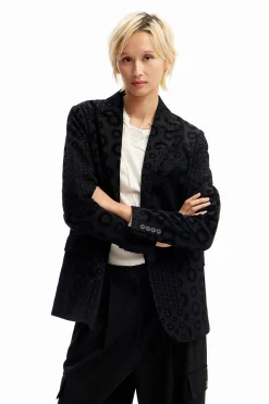 Abrigos Y Chaquetas-Desigual Blazer flocado geométrico