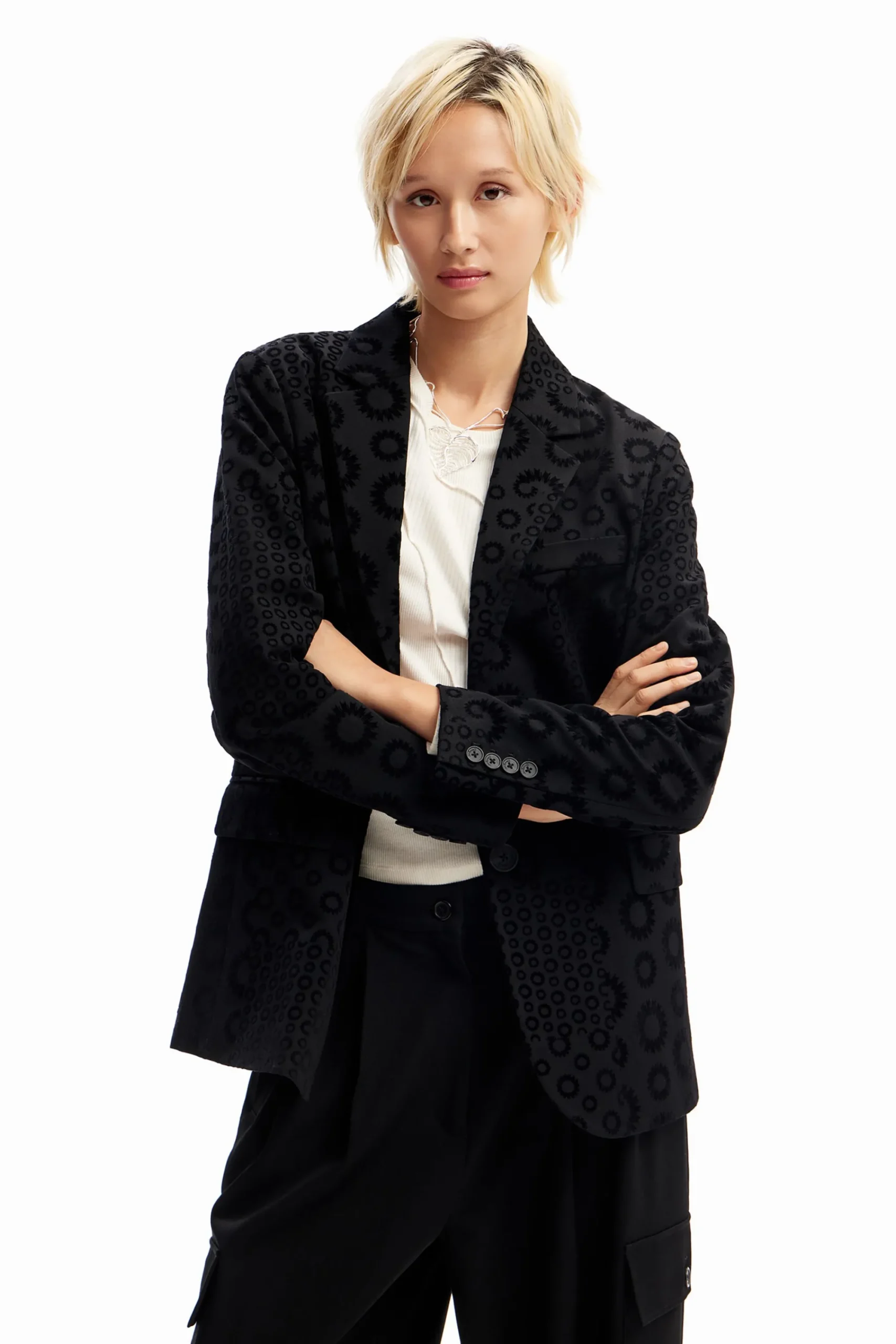 Abrigos Y Chaquetas-Desigual Blazer flocado geométrico