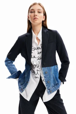 Abrigos Y Chaquetas-Desigual Blazer híbrida denim