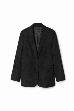 Abrigos Y Chaquetas-Desigual Blazer troqueada silueta flores