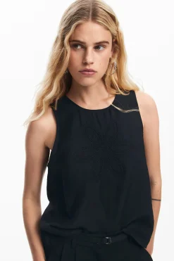 Camisas Y Blusas-Desigual Blusa bordado flor