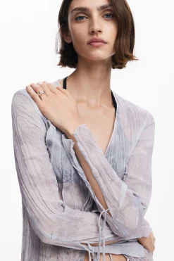 Camisas Y Blusas|Vestidos Y Monos-Desigual Blusa cuello pico volantes