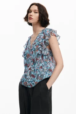 Camisas Y Blusas-Desigual Blusa estampado flores