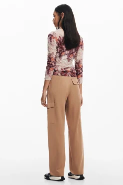 Camisas Y Blusas-Desigual Blusa flores con textura