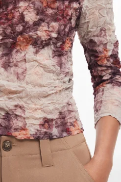 Camisas Y Blusas-Desigual Blusa flores con textura