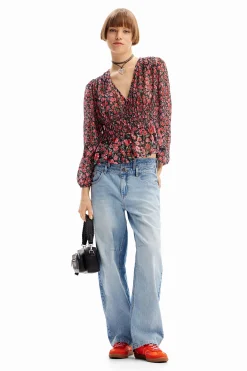 Camisas Y Blusas-Desigual Blusa plumeti flores