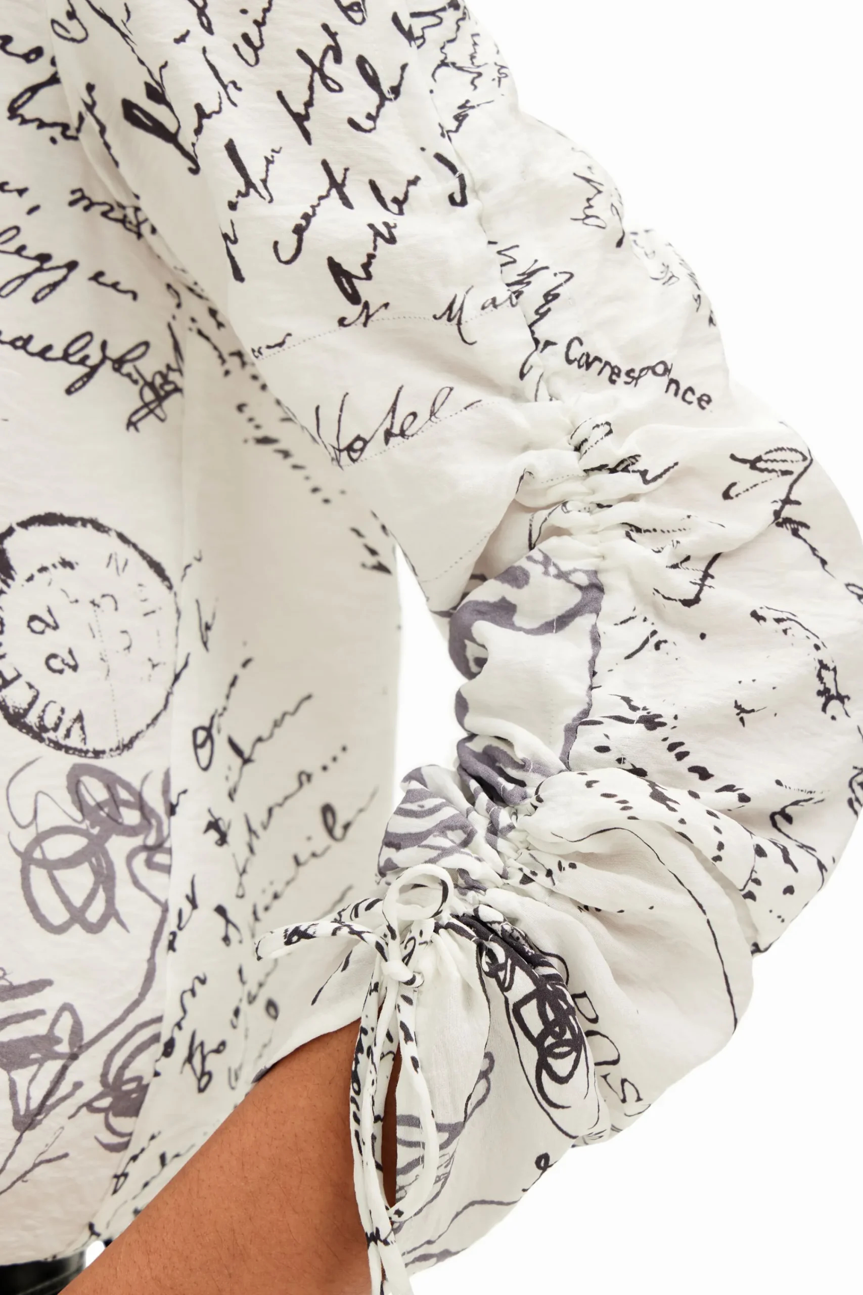 Camisas Y Blusas-Desigual Blusa textos mangas ajustables