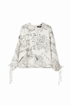 Camisas Y Blusas-Desigual Blusa textos mangas ajustables