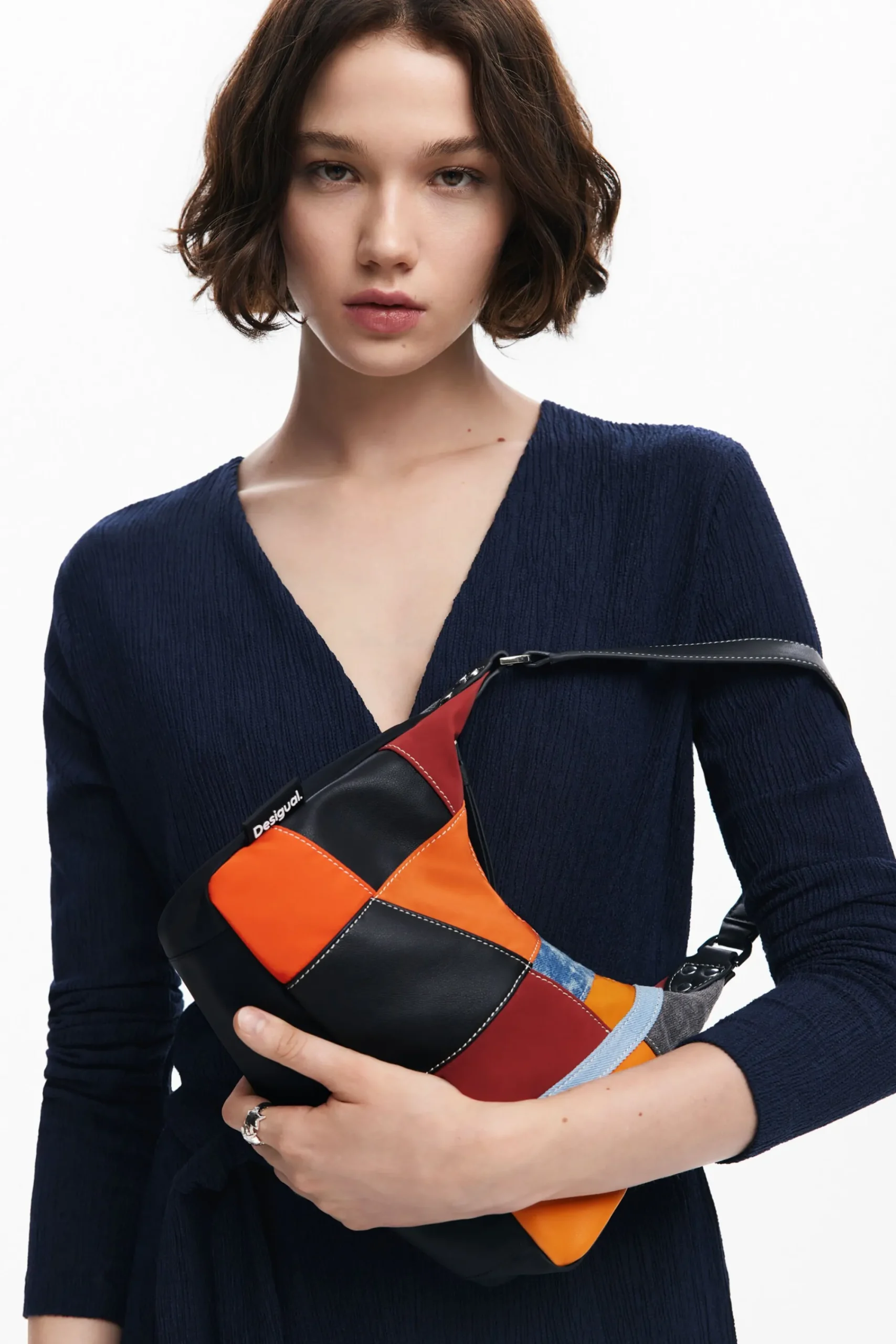 Bolsos-Desigual Bolso de hombro patch texturas