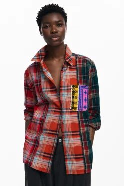 Camisas Y Blusas-Desigual Camisa cuadros patch