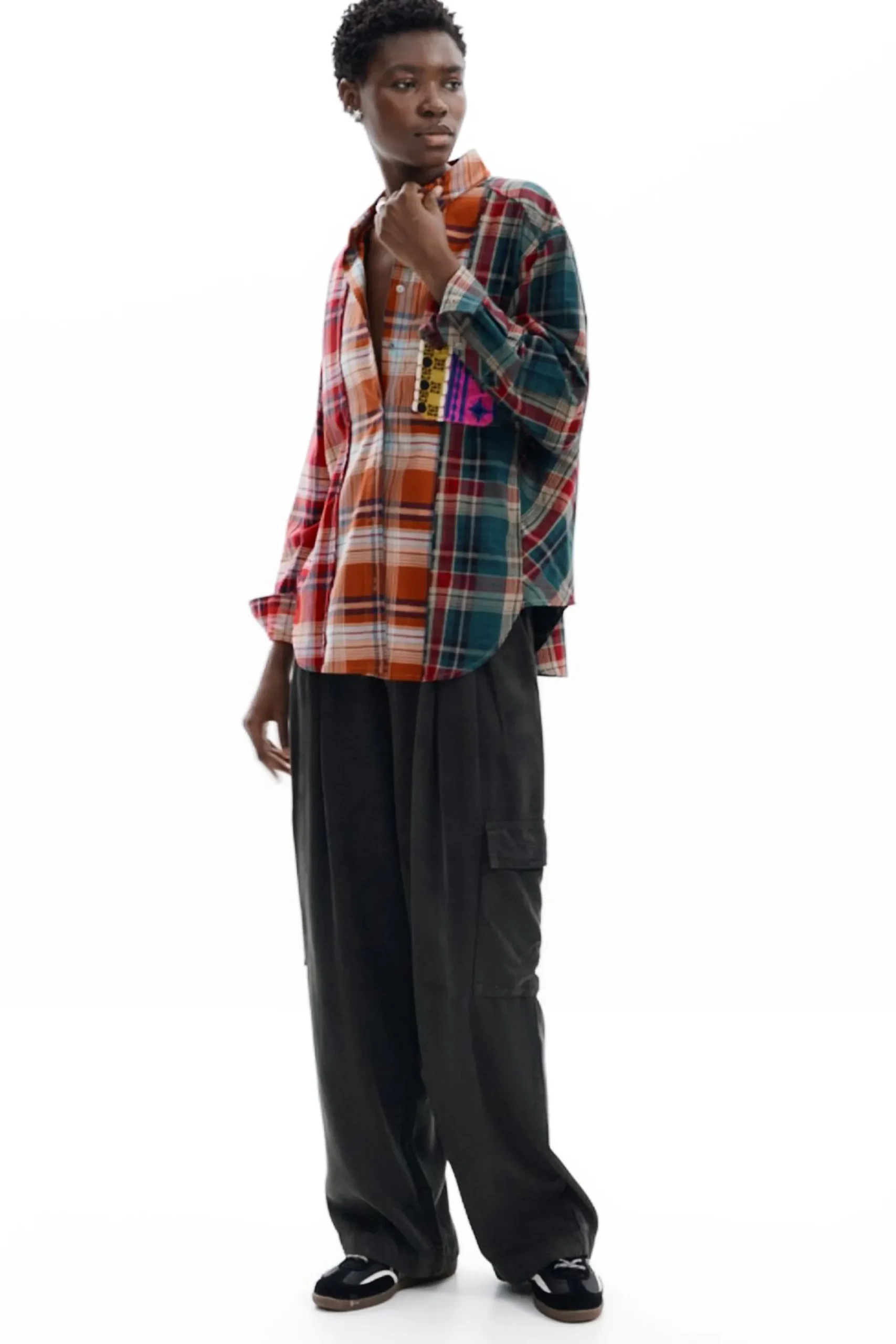 Camisas Y Blusas-Desigual Camisa cuadros patch