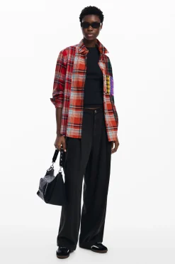 Camisas Y Blusas-Desigual Camisa cuadros patch