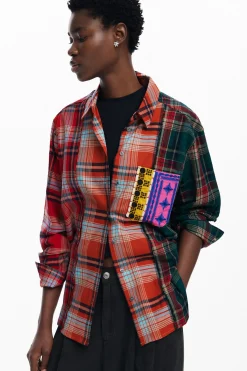 Camisas Y Blusas-Desigual Camisa cuadros patch