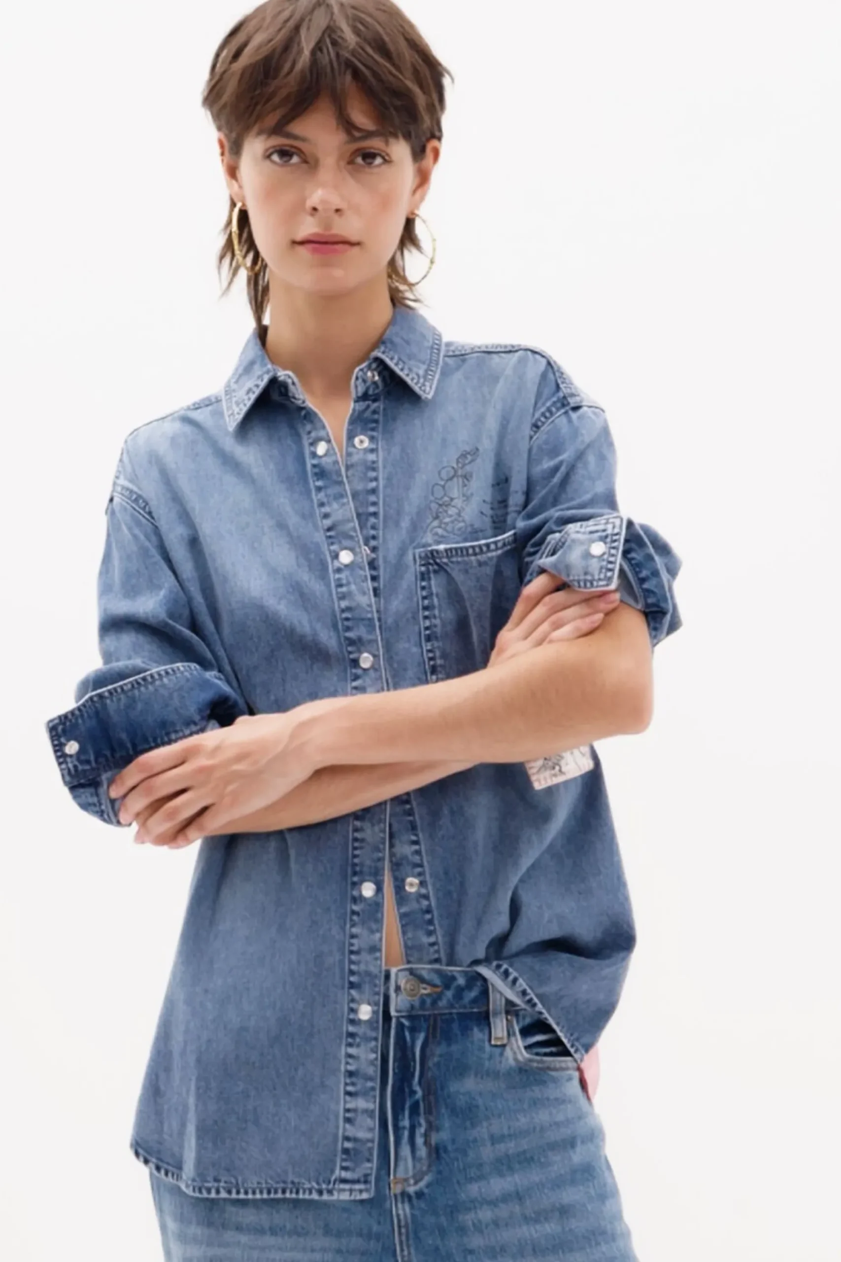 Camisas Y Blusas-Desigual Camisa denim Mickey Mouse