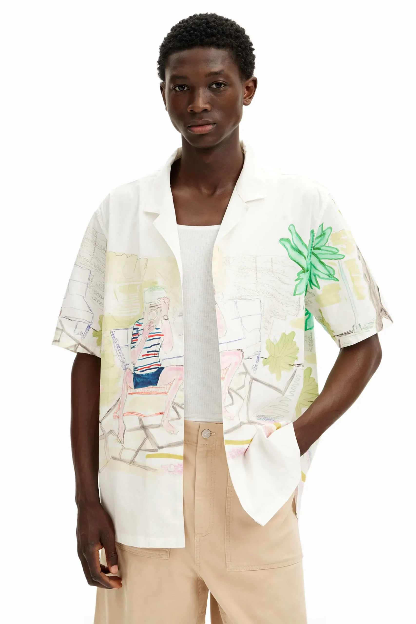 Camisetas|Camisas-Desigual Camisa estampado acuarela