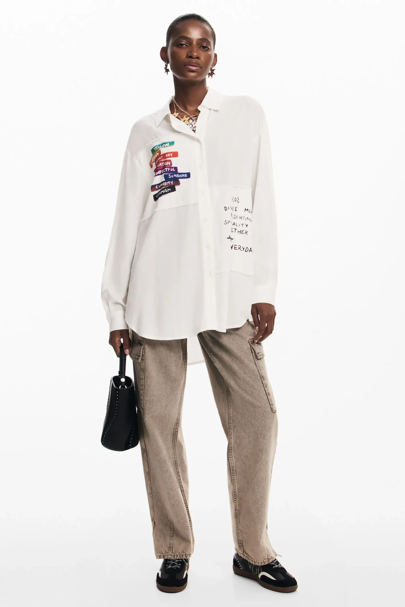 Camisas Y Blusas-Desigual Camisa estampado letras