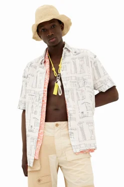 Camisetas|Camisas-Desigual Camisa ilustraciones columnas