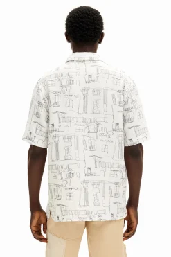 Camisetas|Camisas-Desigual Camisa ilustraciones columnas