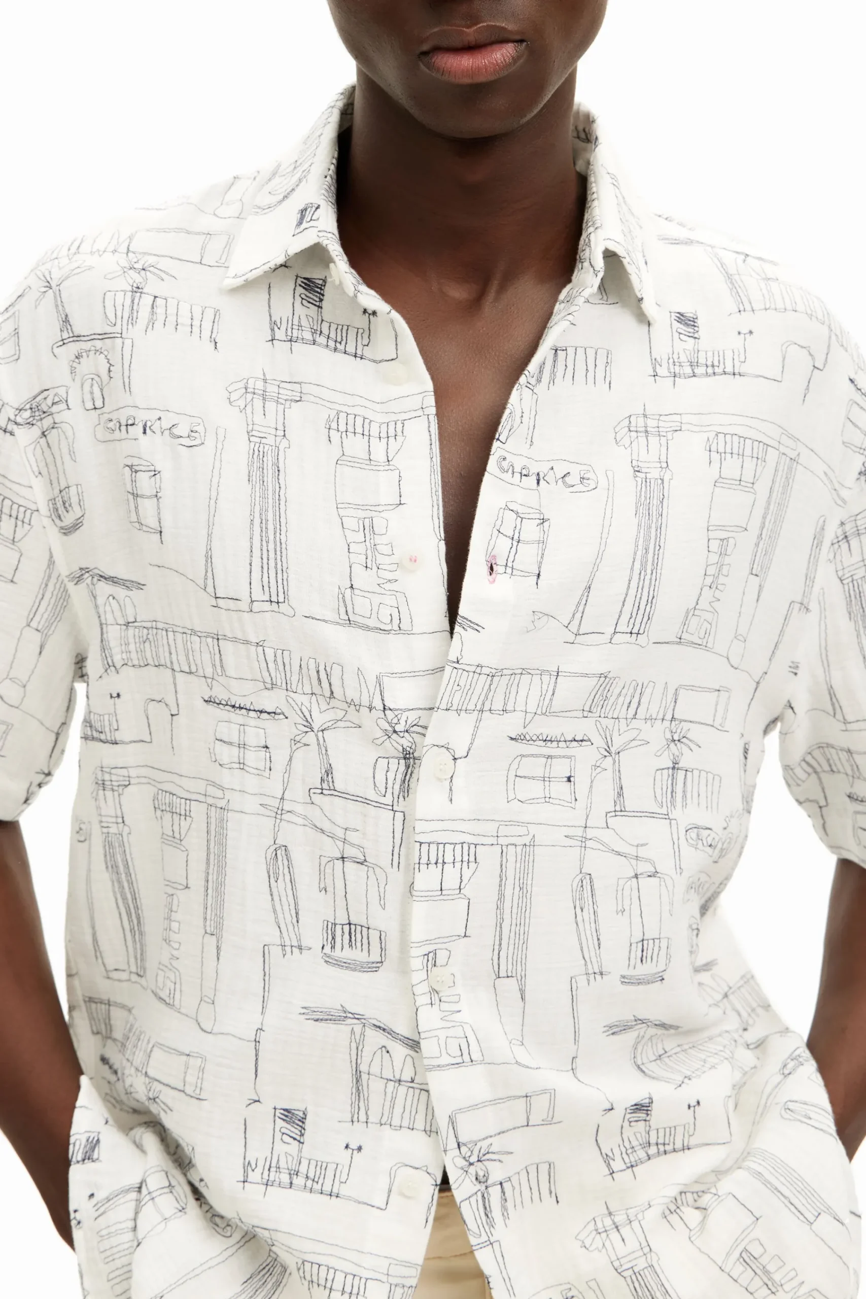 Camisetas|Camisas-Desigual Camisa ilustraciones columnas