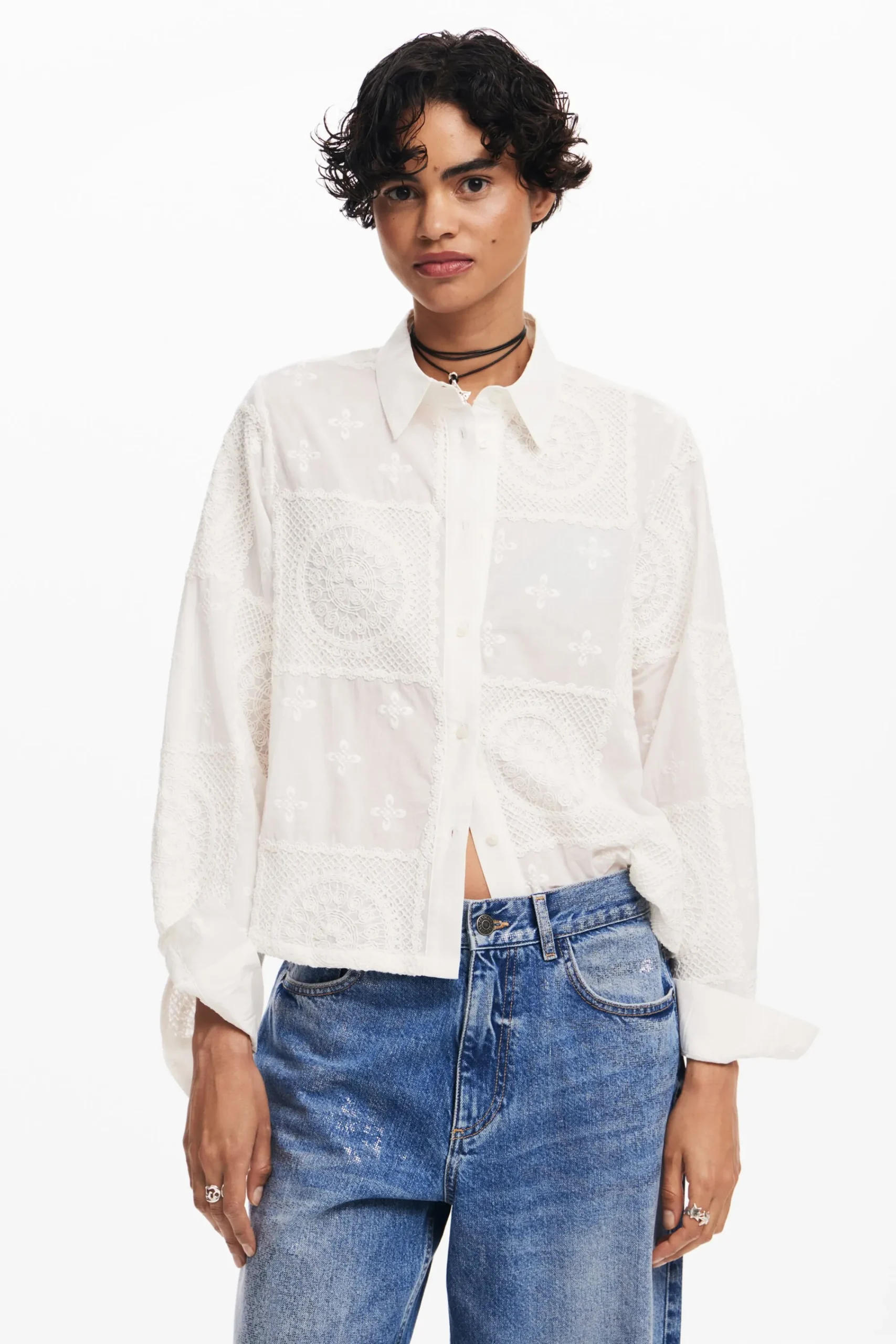 Camisas Y Blusas-Desigual Camisa lisa bordados