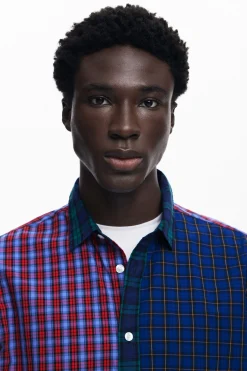 Camisetas|Camisas-Desigual Camisa patchwork cuadros