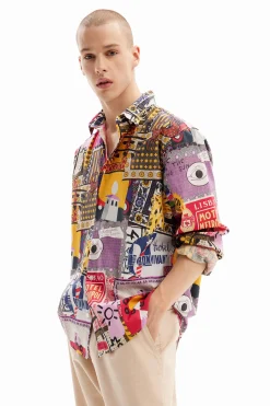 Camisetas|Camisas-Desigual Camisa popelín patchwork