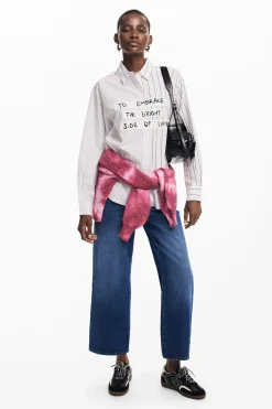 Camisas Y Blusas-Desigual Camisa rayas frase