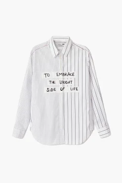 Camisas Y Blusas-Desigual Camisa rayas frase