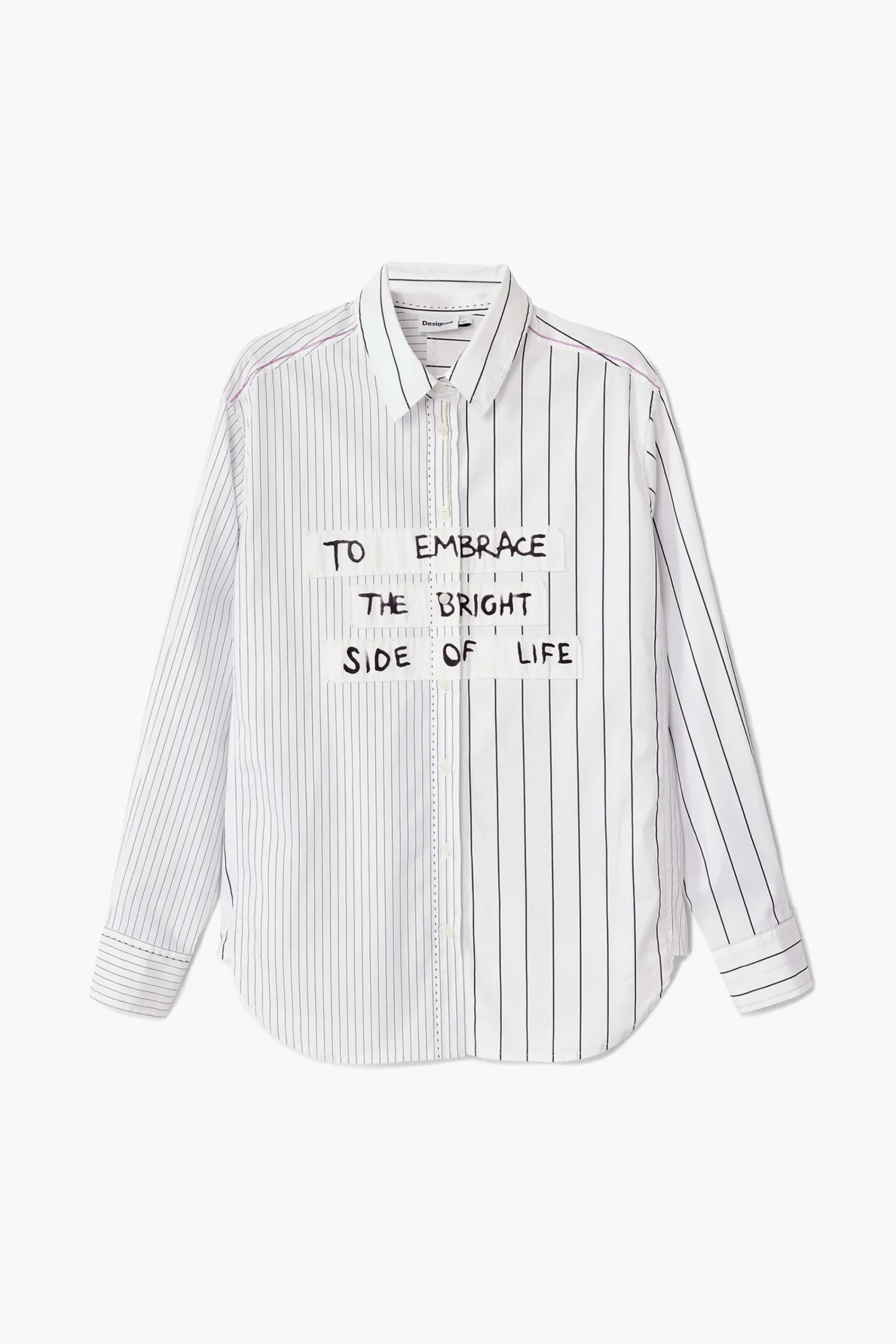Camisas Y Blusas-Desigual Camisa rayas frase