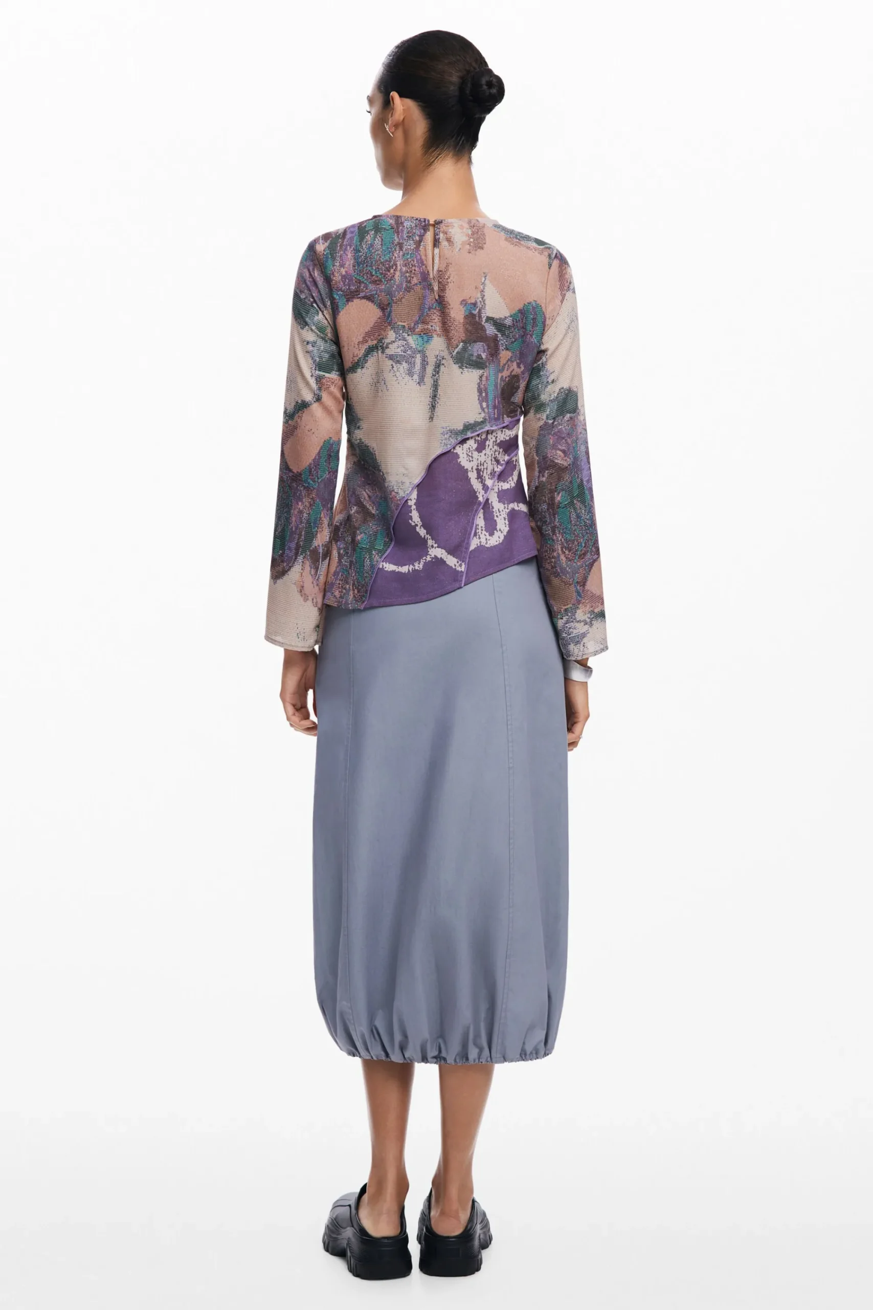 Camisas Y Blusas-Desigual Camiseta asimétrica estampada