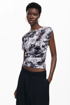 Camisas Y Blusas|Camisetas-Desigual Camiseta asimétrica flores