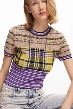 Ropa De Punto|Camisas Y Blusas-Desigual Camiseta de punto cuadros