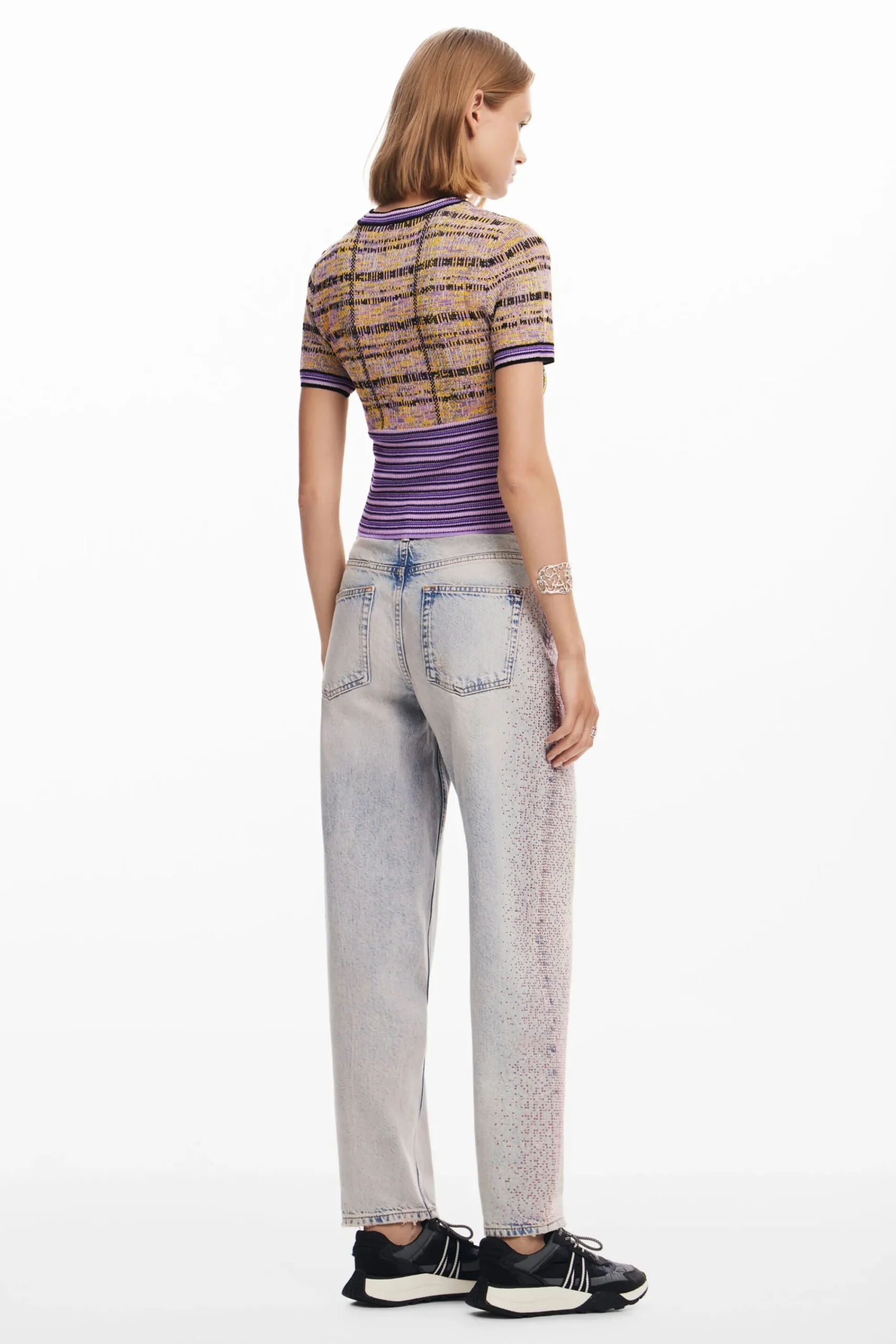 Ropa De Punto|Camisas Y Blusas-Desigual Camiseta de punto cuadros