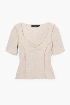 Camisas Y Blusas|Camisetas-Desigual Camiseta escote fruncido
