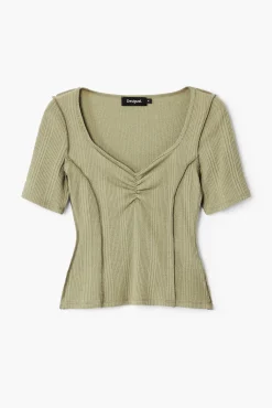 Camisas Y Blusas|Camisetas-Desigual Camiseta escote fruncido