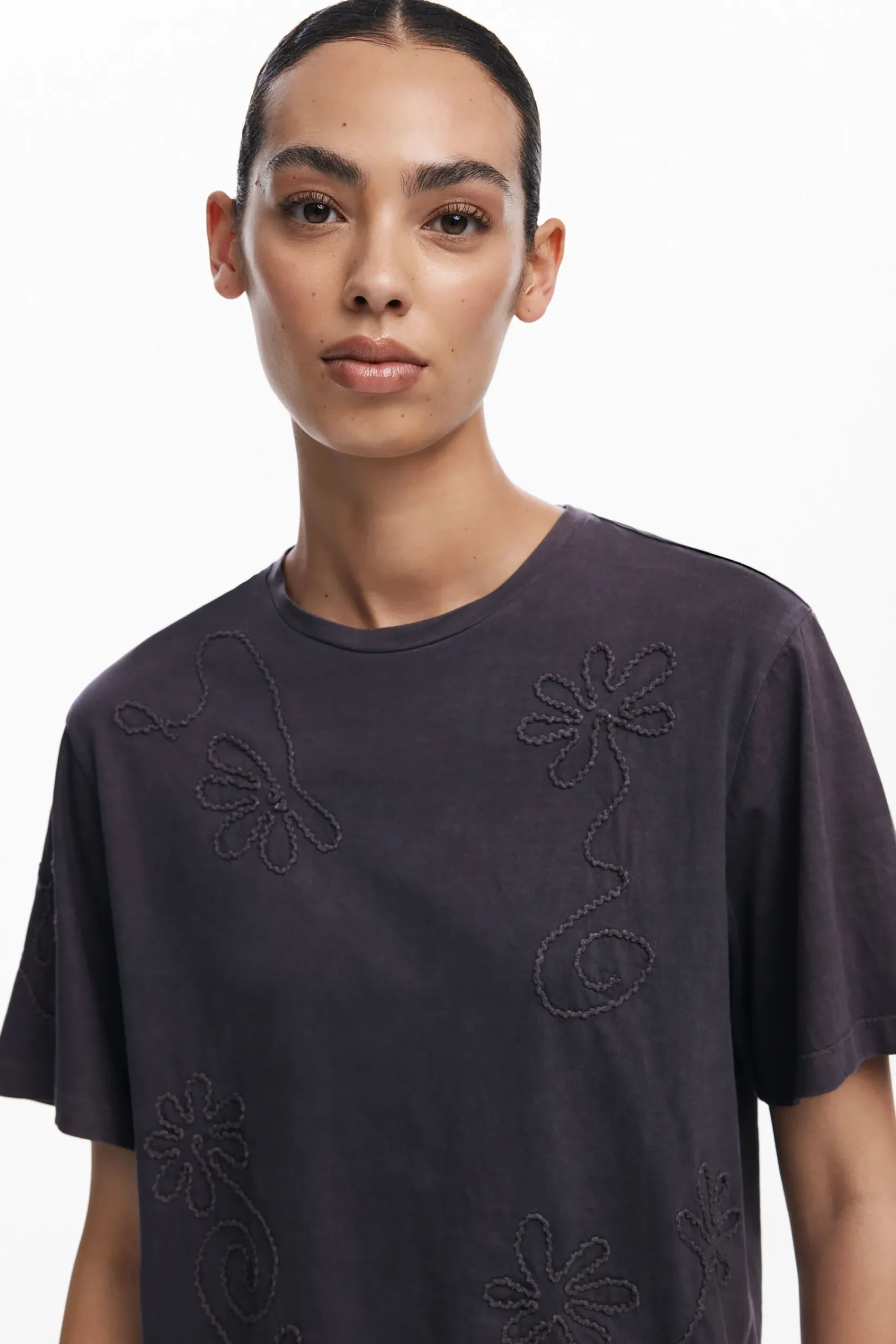 Camisas Y Blusas|Camisetas-Desigual Camiseta flores bordadas